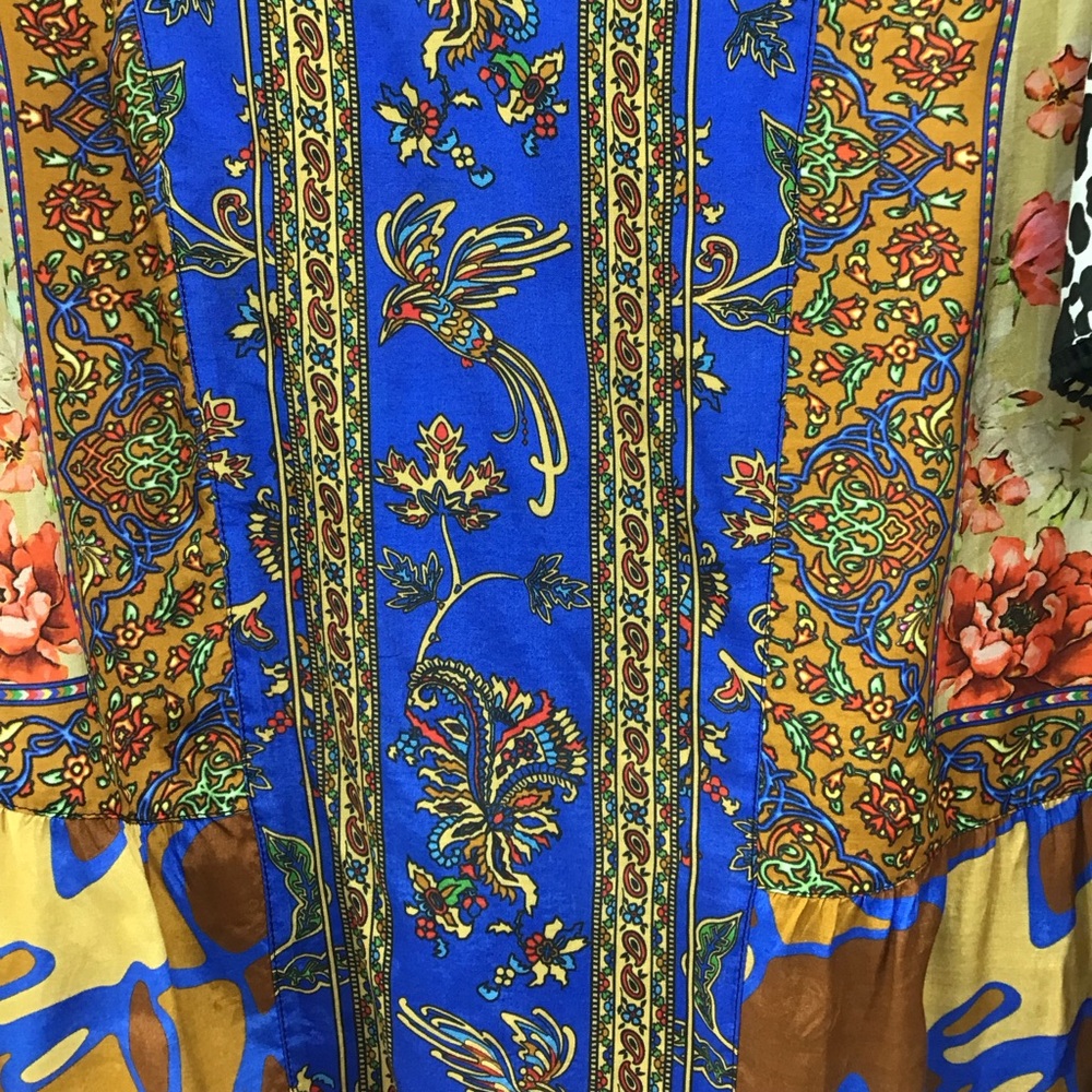 John Mark Vibrant Multicolor Boho Patch Print Blo… - image 5